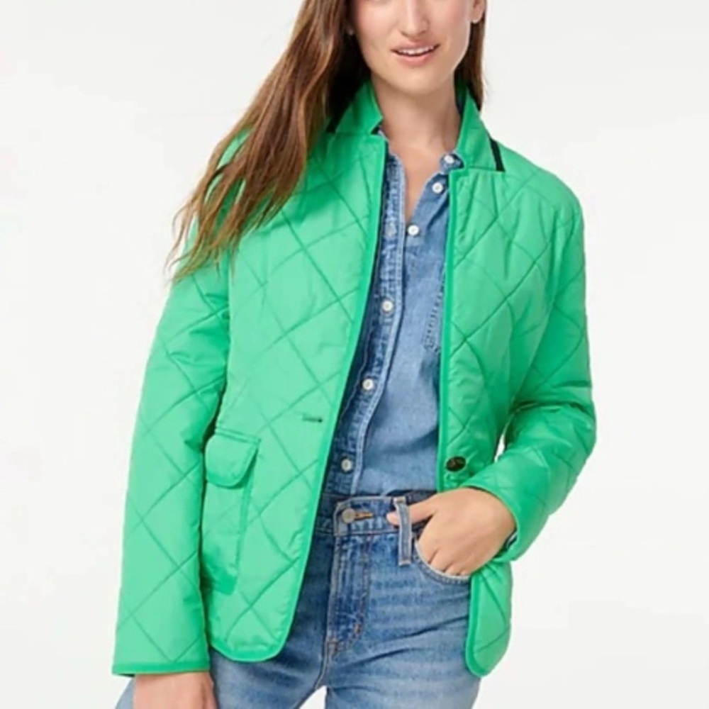 J.Crew Quilted Signature Puffer Blazer in Green